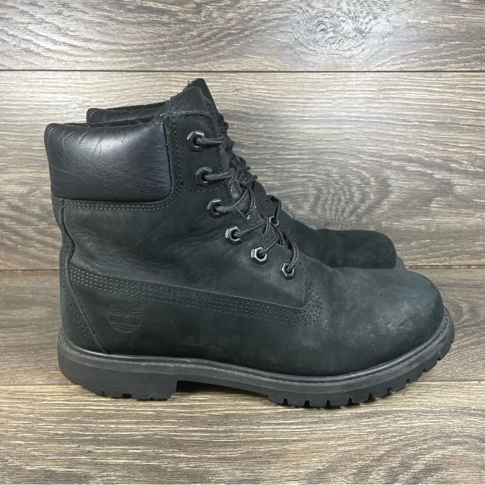 Timberland Women's Size 7.5 Premium 6-Inch Black Nubuck Waterproof Boots